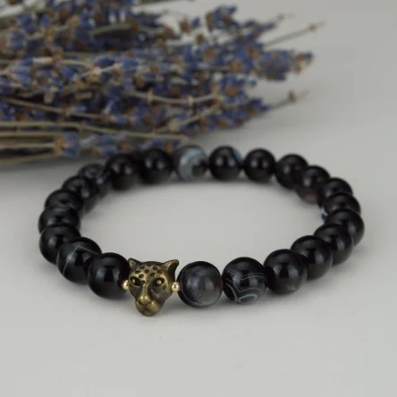 Браслет из агата 8 мм леопард