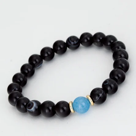 Браслет из агата и кварц 8 мм